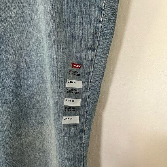 Levi’s Classic Straight Mid Rise Jeans Plus Size‎ 24W Light Wash Cotton Zip NEW - Picture 5 of 9